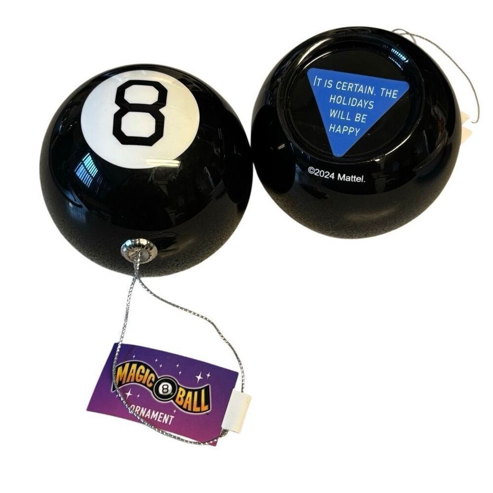 2 Magic 8 Ball Christmas Ornaments *New, Read*